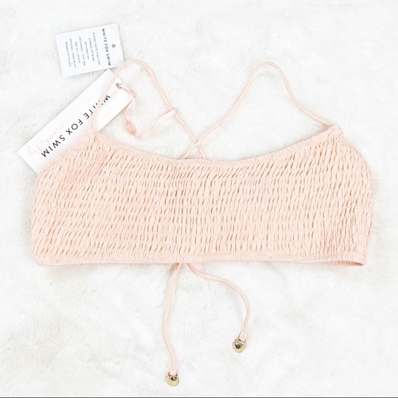 NWT White Fox Boutique x Sara’s Day Malaki Smocked Bikini Top in Pink - Picture 5 of 8